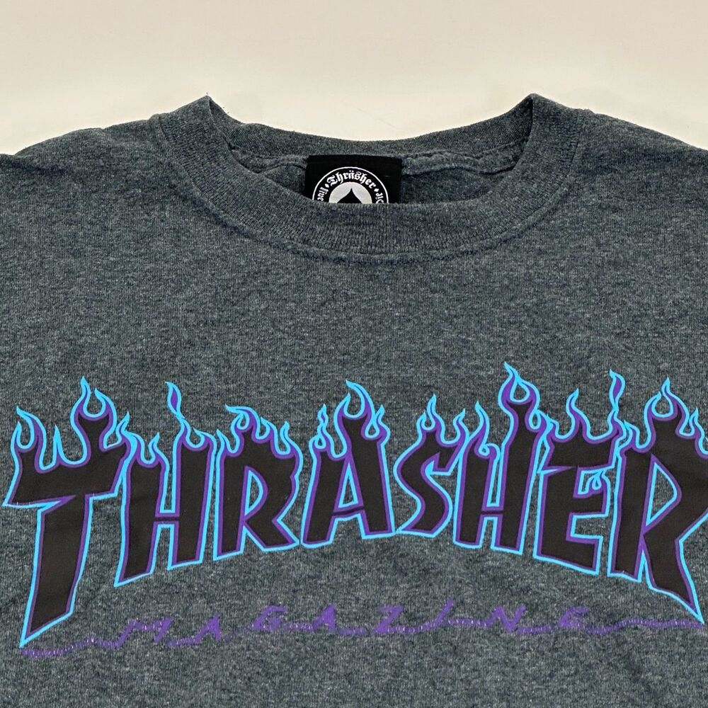 Thrasher Magazine Skateboard Men's Graphic Shirt, Gray, Size S